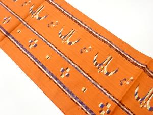 本場筑前博多縞に抽象模様織出し袋帯